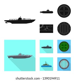 Vector illustration of war  and ship logo. Set of war  and fleet stock symbol for web.