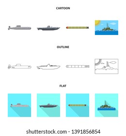 Vector illustration of war  and ship logo. Set of war  and fleet stock symbol for web.
