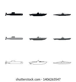 Vector illustration of war  and ship logo. Set of war  and fleet vector icon for stock.