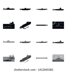 Vector illustration of war  and ship logo. Collection of war  and fleet stock vector illustration.