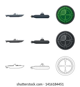 Vector illustration of war  and ship logo. Set of war  and fleet vector icon for stock.