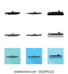 Vector illustration of war  and ship logo. Set of war  and fleet stock symbol for web.