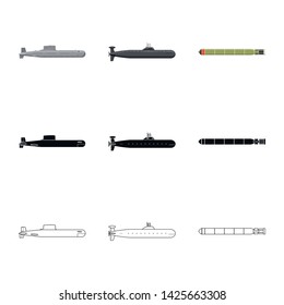 Vector illustration of war  and ship logo. Set of war  and fleet vector icon for stock.