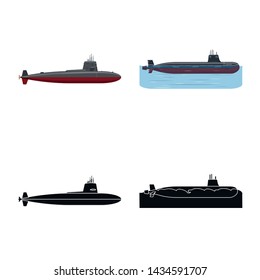 Vector illustration of war and ship logo. Set of war and fleet stock vector illustration.