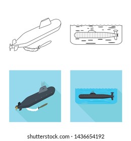 Vector illustration of war and ship logo. Set of war and fleet stock vector illustration.