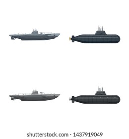 Vector illustration of war and ship logo. Set of war and fleet stock symbol for web.