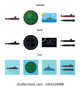 Vector illustration of war and ship logo. Collection of war and fleet stock symbol for web.