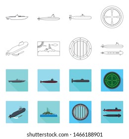 Vector illustration of war and ship logo. Collection of war and fleet stock symbol for web.