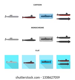 Vector illustration of war  and ship sign. Set of war  and fleet stock symbol for web.