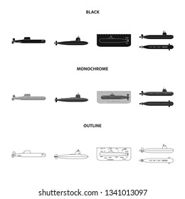 Vector illustration of war  and ship sign. Set of war  and fleet vector icon for stock.