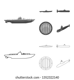 Vector illustration of war  and ship sign. Set of war  and fleet vector icon for stock.