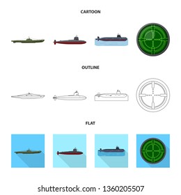 Vector illustration of war  and ship sign. Collection of war  and fleet stock symbol for web.