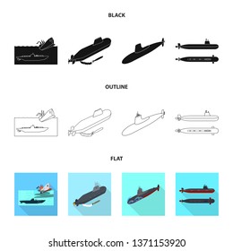 Vector illustration of war  and ship sign. Collection of war  and fleet stock symbol for web.