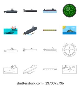 Vector illustration of war  and ship sign. Collection of war  and fleet stock symbol for web.