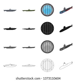 Vector illustration of war  and ship sign. Collection of war  and fleet stock vector illustration.