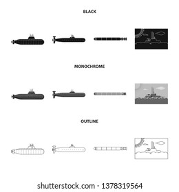Vector illustration of war  and ship sign. Collection of war  and fleet stock symbol for web.