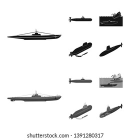 Vector illustration of war  and ship sign. Set of war  and fleet vector icon for stock.