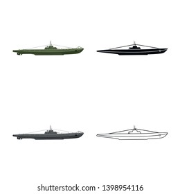 Vector illustration of war  and ship sign. Collection of war  and fleet stock vector illustration.