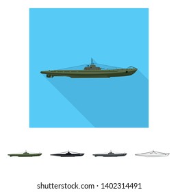 Vector illustration of war  and ship sign. Set of war  and fleet stock vector illustration.