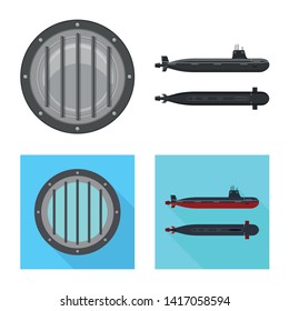 Vector illustration of war  and ship sign. Set of war  and fleet vector icon for stock.