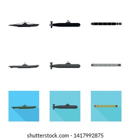 Vector illustration of war  and ship sign. Collection of war  and fleet stock symbol for web.