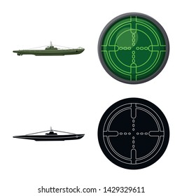 Vector illustration of war and ship sign. Set of war and fleet stock symbol for web.