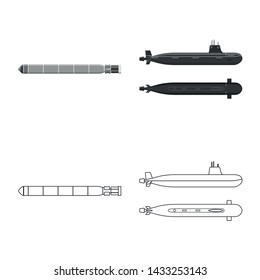 Vector illustration of war and ship sign. Set of war and fleet stock vector illustration.
