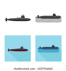 Vector illustration of war and ship sign. Collection of war and fleet stock symbol for web.
