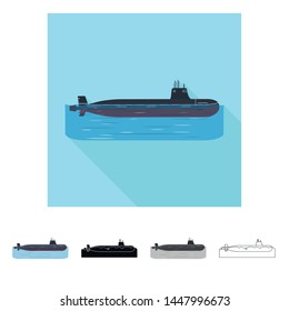 Vector illustration of war and ship sign. Set of war and fleet vector icon for stock.