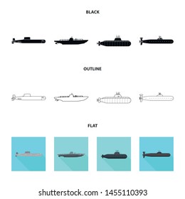 Vector illustration of war and ship sign. Set of war and fleet stock symbol for web.