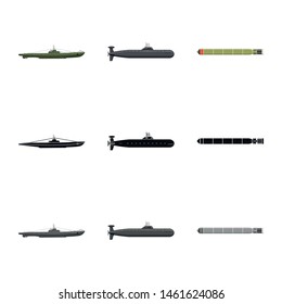 Vector illustration of war and ship sign. Collection of war and fleet stock symbol for web.