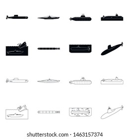 Vector illustration of war and ship sign. Set of war and fleet stock symbol for web.
