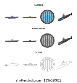Vector illustration of war  and ship symbol. Collection of war  and fleet stock vector illustration.