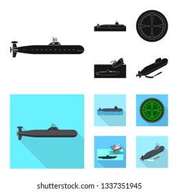 Vector illustration of war  and ship symbol. Collection of war  and fleet stock symbol for web.