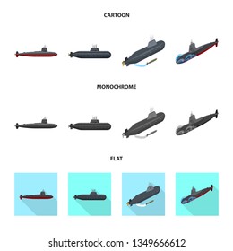 Vector illustration of war  and ship symbol. Set of war  and fleet stock symbol for web.