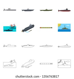 Vector illustration of war  and ship symbol. Set of war  and fleet stock vector illustration.