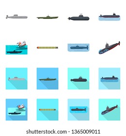 Vector illustration of war  and ship symbol. Set of war  and fleet vector icon for stock.