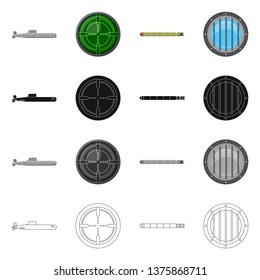 Vector illustration of war  and ship symbol. Set of war  and fleet stock symbol for web.