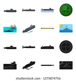Vector illustration of war  and ship symbol. Set of war  and fleet vector icon for stock.