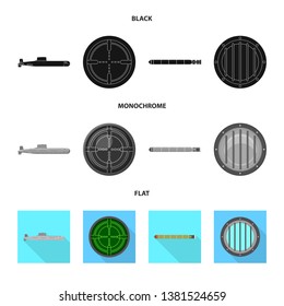 Vector illustration of war  and ship symbol. Set of war  and fleet stock symbol for web.