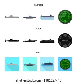 Vector illustration of war  and ship symbol. Set of war  and fleet stock symbol for web.