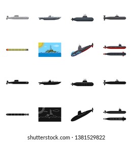 Vector illustration of war  and ship symbol. Collection of war  and fleet stock symbol for web.