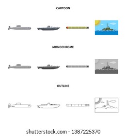 Vector illustration of war  and ship symbol. Set of war  and fleet stock vector illustration.