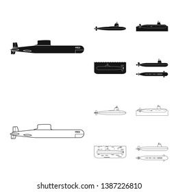 Vector illustration of war  and ship symbol. Set of war  and fleet stock symbol for web.