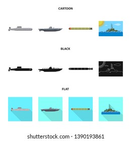 Vector illustration of war  and ship symbol. Set of war  and fleet stock vector illustration.