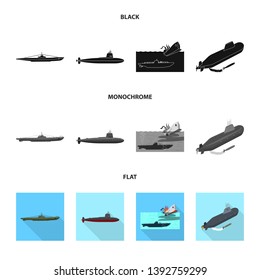 Vector illustration of war  and ship symbol. Set of war  and fleet stock vector illustration.