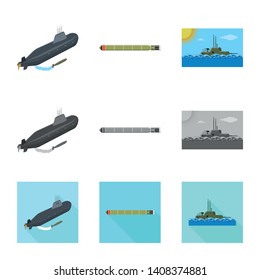 Vector illustration of war  and ship symbol. Set of war  and fleet stock vector illustration.