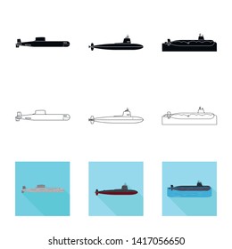 Vector illustration of war  and ship symbol. Collection of war  and fleet vector icon for stock.