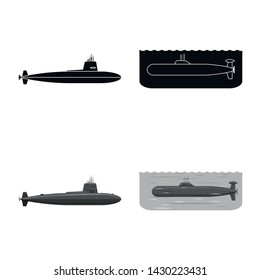 Vector illustration of war and ship symbol. Collection of war and fleet stock vector illustration.