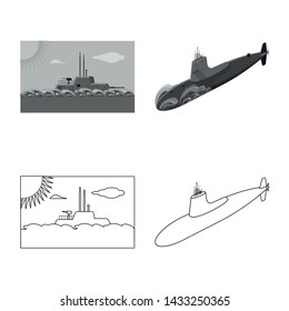 Vector illustration of war and ship symbol. Collection of war and fleet vector icon for stock.